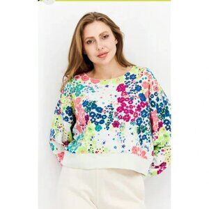 Champion Campus French Terry Sweat Shirt Size S+Shorts Size M In Flower Power